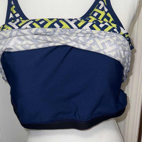 Tommy Hilfiger Navy and Lime Geometric Tank Top - Picture 4 of 11